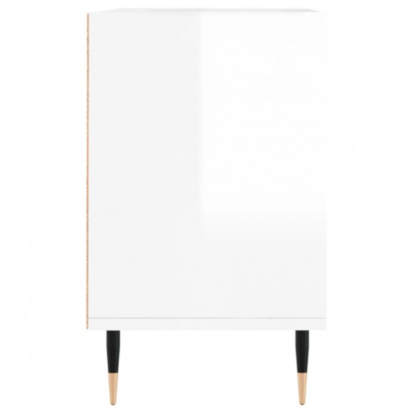 Meuble TV blanc brillant 103,5x30x50 cm bois d'ingénierie