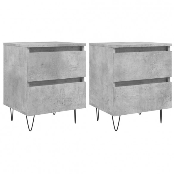 Tables de chevet 2 pcs gris béton 40x35x50 cm bois d’ingénierie