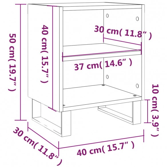 Tables de chevet 2 pcs chêne fumé 40x30x50 cm bois d'ingénierie