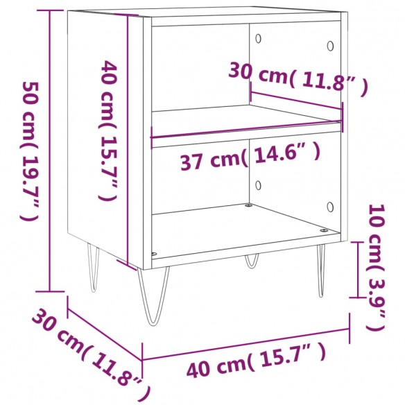 Tables de chevet 2 pcs blanc 40x30x50 cm bois d'ingénierie