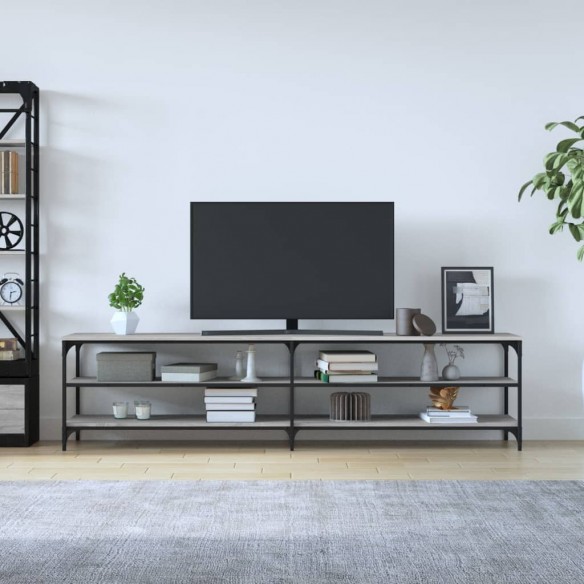Meuble TV sonoma gris 200x30x50 cm bois d'ingénierie et métal