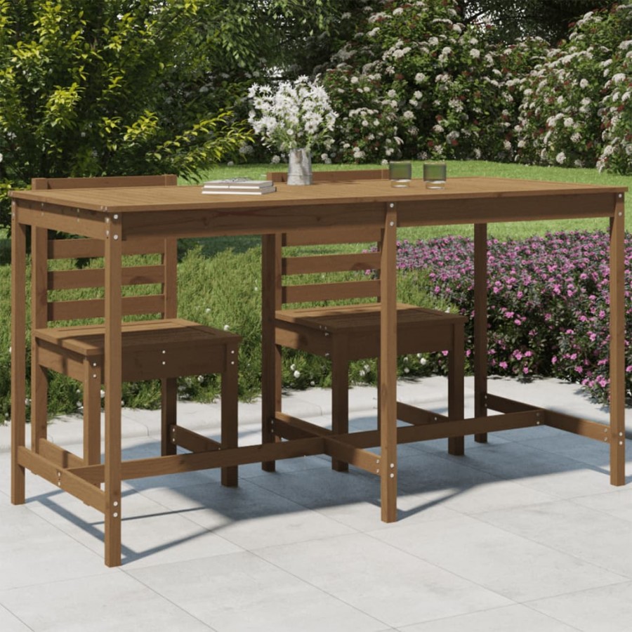 Table de jardin marron miel 203,5x90x110 cm bois massif de pin