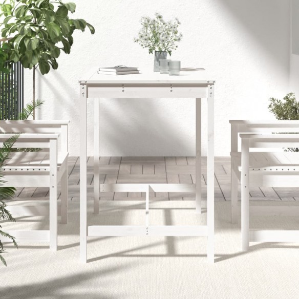 Table de jardin blanc 121x82,5x110 cm bois massif de pin