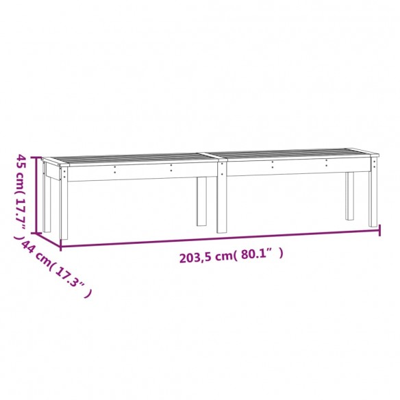 Banc de jardin à 2 places marron miel 203,5x44x45cm bois de pin