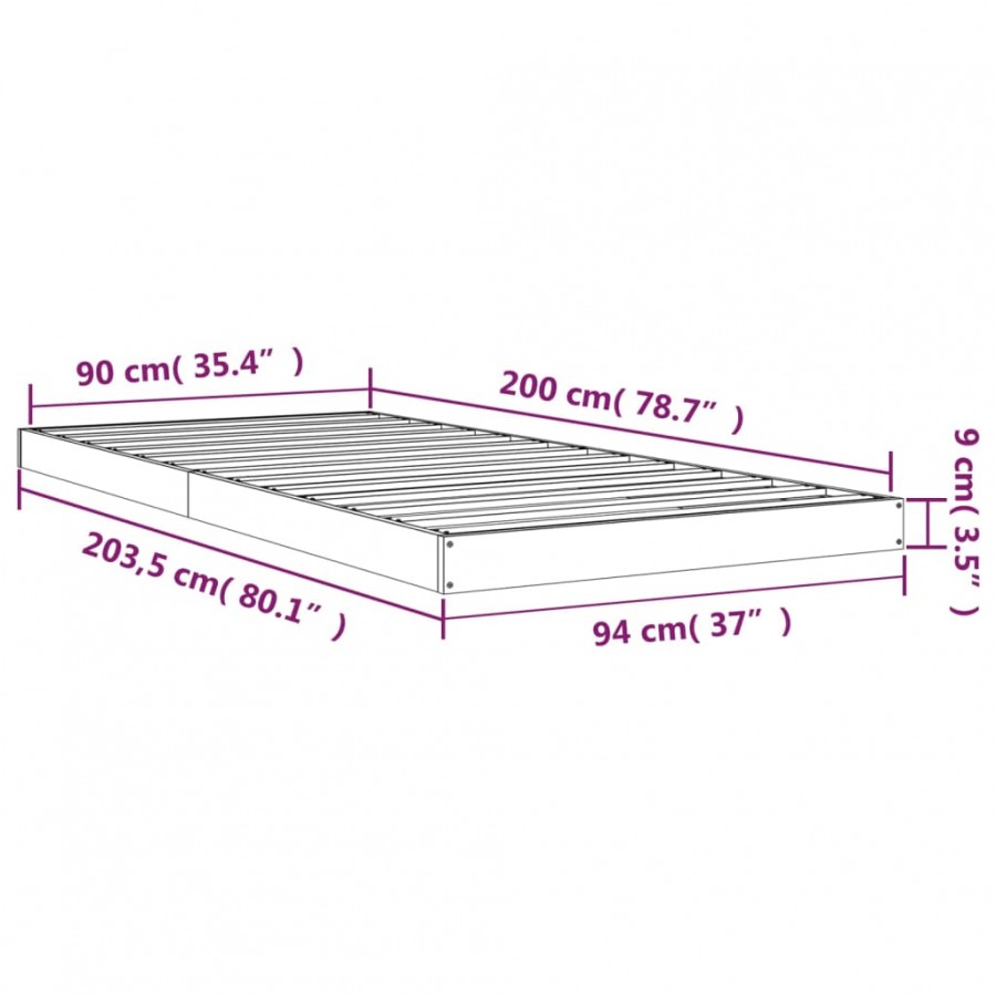 Lit 90x200 cm Bois de pin massif