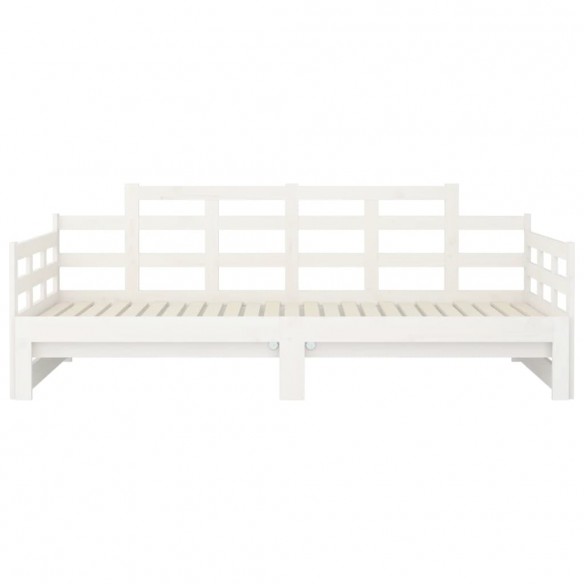 Lit coulissant Blanc Bois de pin solide 2x(90x200) cm