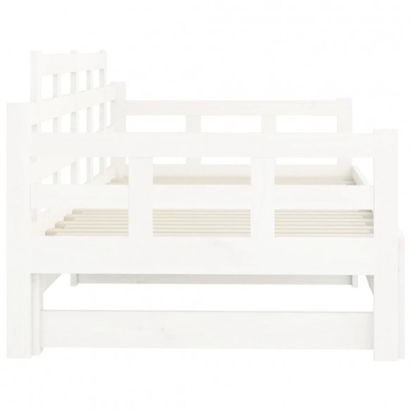 Lit coulissant Blanc Bois de pin solide 2x(90x200) cm