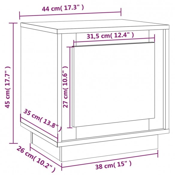 Table de chevet chêne marron 44x35x45 cm bois d'ingénierie