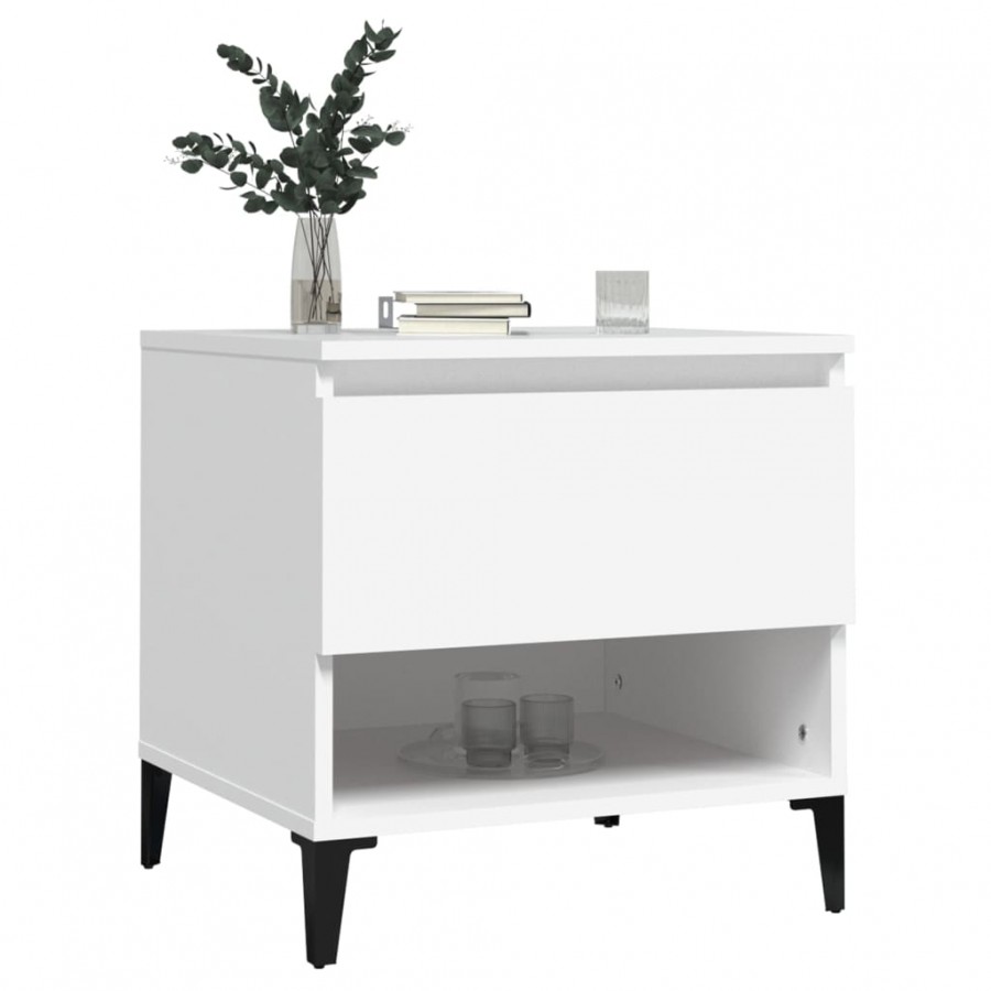 Table d'appoint Blanc 50x46x50 cm Bois d’ingénierie