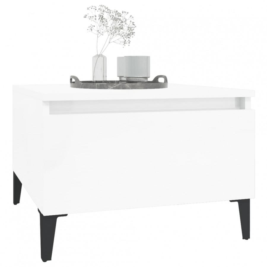 Table d'appoint Blanc brillant 50x46x35 cm 