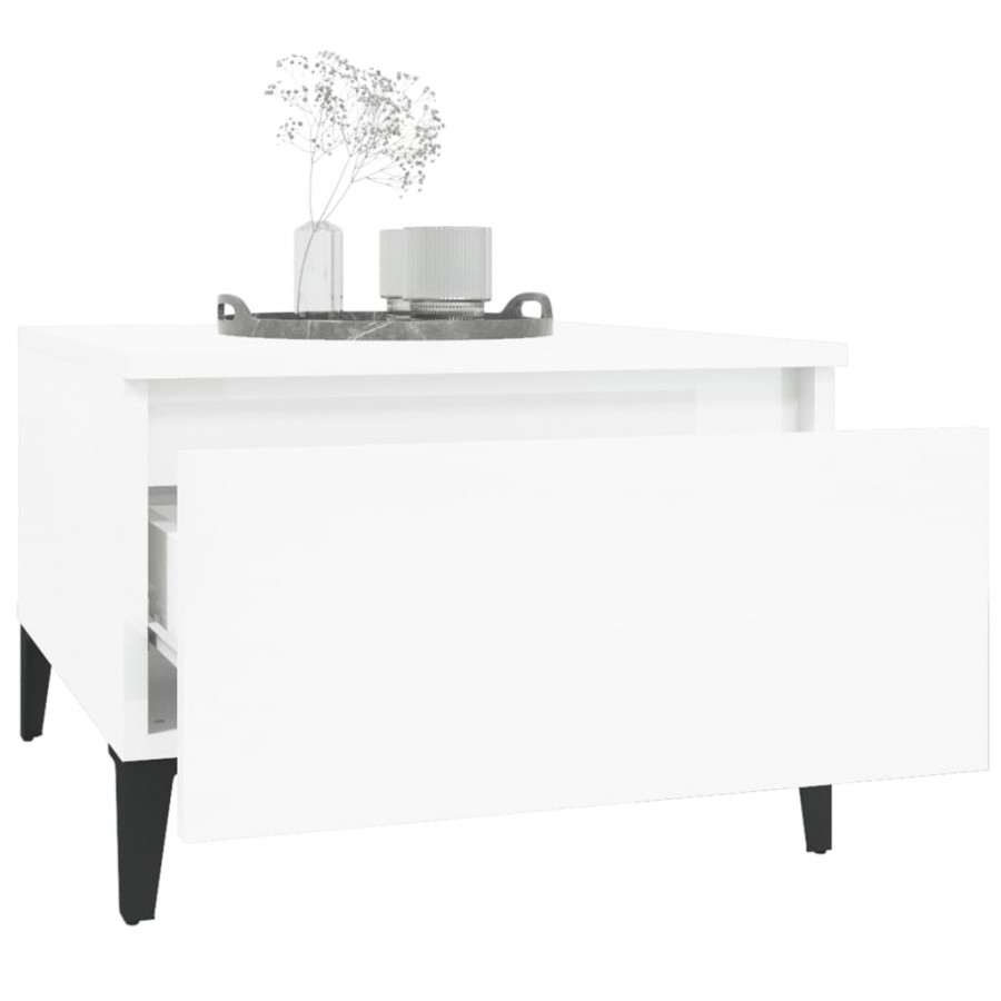 Table d'appoint Blanc brillant 50x46x35 cm 