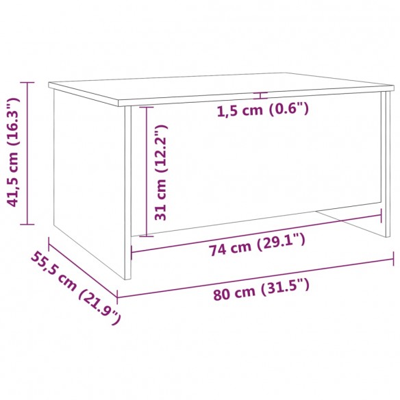 Table basse Sonoma gris 80x55,5x41,5 cm Bois d'ingénierie