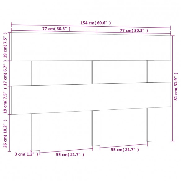 Tête de lit Marron miel 154x3x81 cm Bois massif de pin