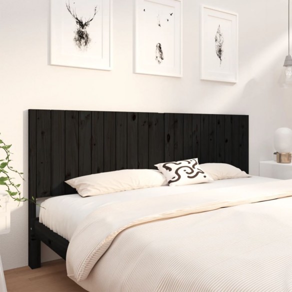 Tête de lit Noir 205,5x4x100 cm Bois massif de pin