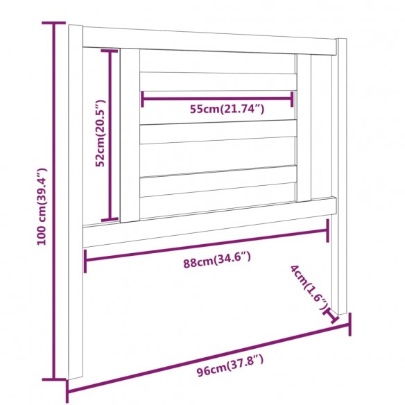 Tête de lit 96x4x100 cm Bois massif de pin