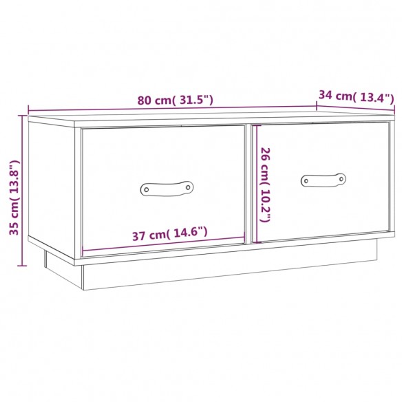 Meuble TV Marron miel 80x34x35 cm Bois de pin massif