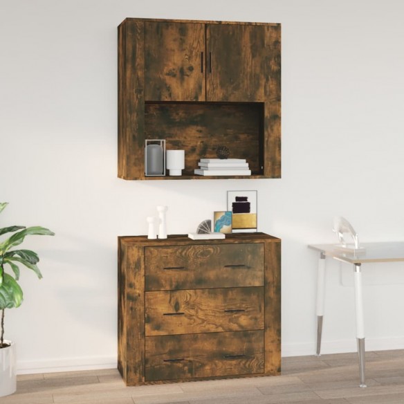 Armoire murale Chêne fumé 80x33x80 cm Bois d'ingénierie