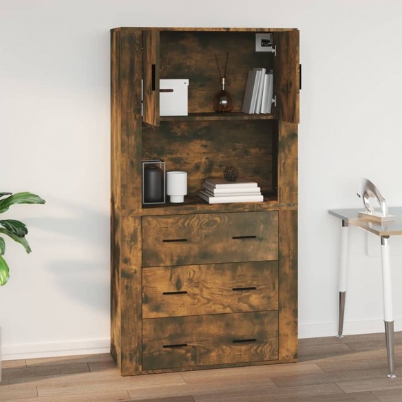 Armoire murale Chêne fumé 80x33x80 cm Bois d'ingénierie