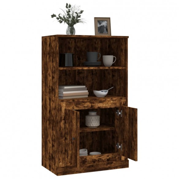 Buffet haut chêne fumé 60x35,5x103,5 cm bois d'ingénierie