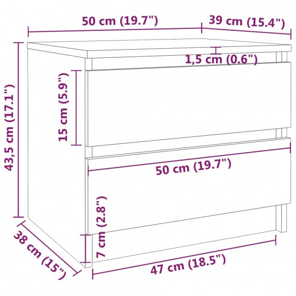 Tables de chevet 2 pcs Sonoma gris 50x39x43,5cm Bois ingénierie