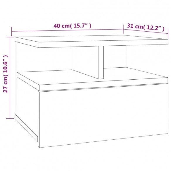 Table de chevet flottante Sonoma gris 40x31x27 cm