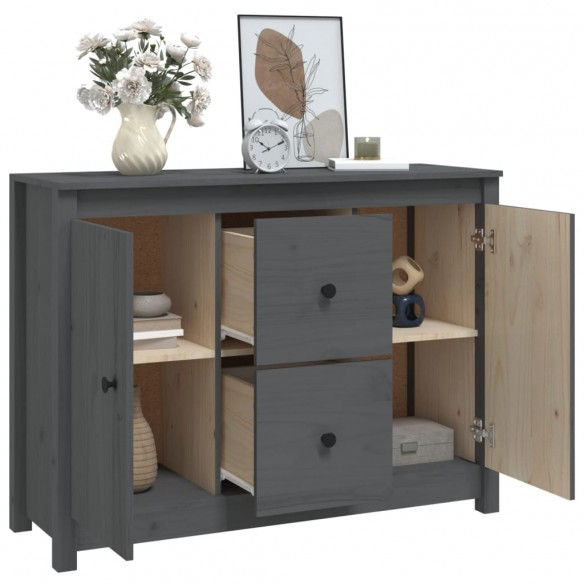 Buffet Gris 100x35x74 cm Bois massif de pin