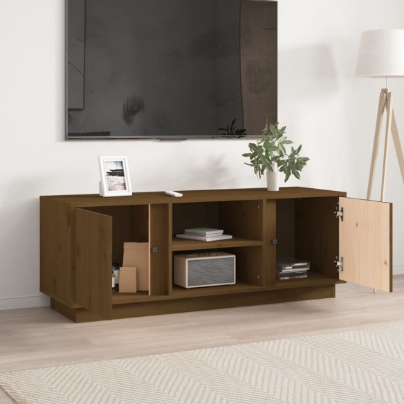 Meuble TV Marron miel 110x35x40,5 cm Bois de pin massif