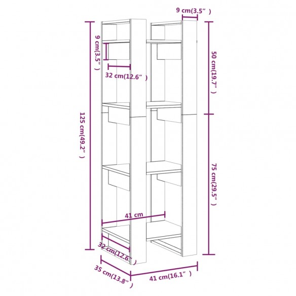 Bibliothèque/Cloison Marron miel 41x35x125 cm Bois massif