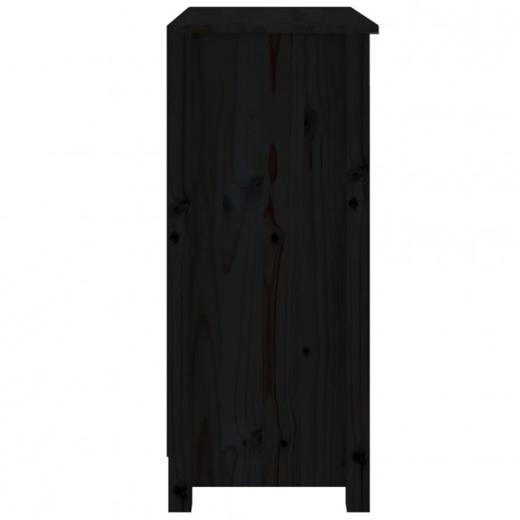 Buffet Noir 70x35x80 cm Bois massif de pin