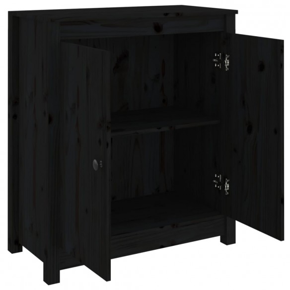 Buffet Noir 70x35x80 cm Bois massif de pin