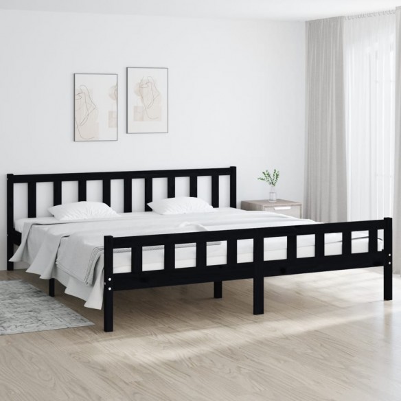Cadre de lit Noir Bois massif 200x200 cm