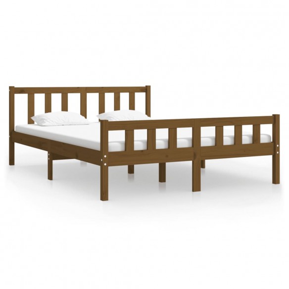 Cadre de lit Marron miel Bois massif 120x190 cm Petit Double