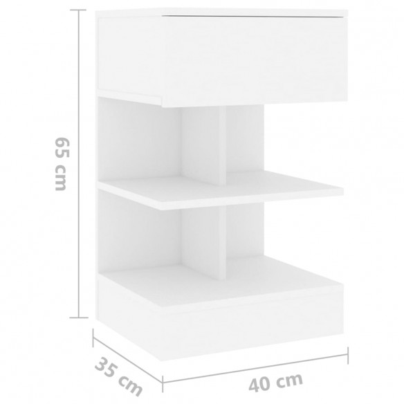 Table de chevet Blanc 40x35x65 cm Aggloméré