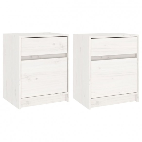 Tables de chevet 2 pcs Blanc 40x31x50 cm Bois de pin massif