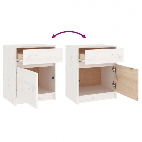 Tables de chevet 2 pcs Blanc 40x31x50 cm Bois de pin massif