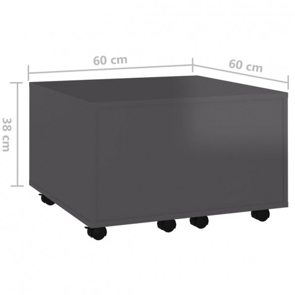 Table basse Gris brillant 60x60x38 cm Aggloméré