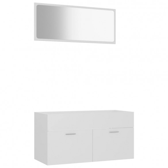 Ensemble de meubles de salle de bain 2 pcs Blanc Aggloméré