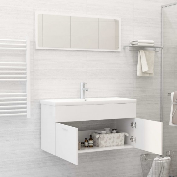 Ensemble de meubles de salle de bain 2 pcs Blanc Aggloméré