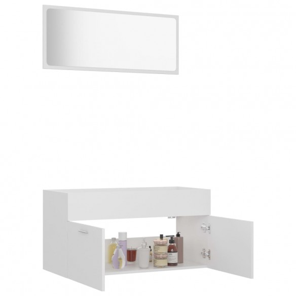 Ensemble de meubles de salle de bain 2 pcs Blanc Aggloméré