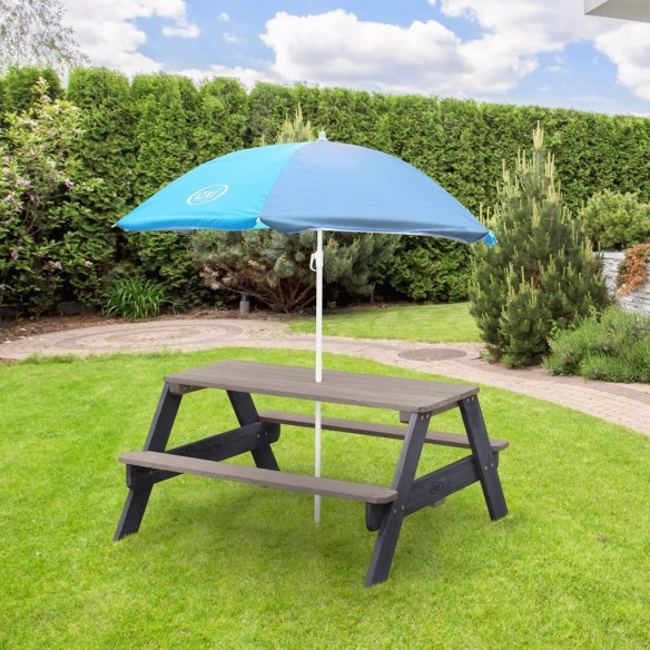 AXI Table de pique-nique pour enfants Nick et parasol Marron et gris