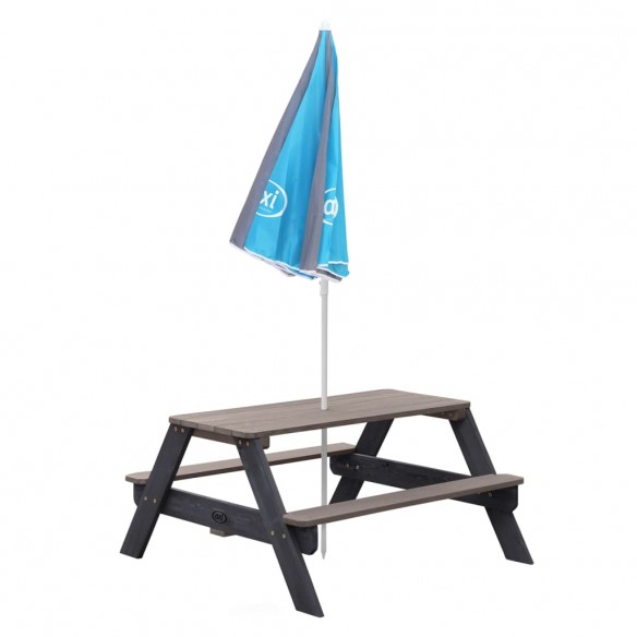 AXI Table de pique-nique pour enfants Nick et parasol Marron et gris