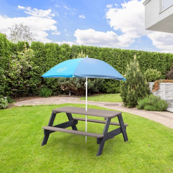 AXI Table de pique-nique pour enfants Nick et parasol Marron et gris