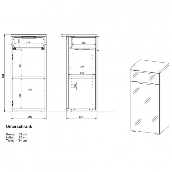 Germania Armoire de sol de salle de bain GW-Pescara Blanc et graphite