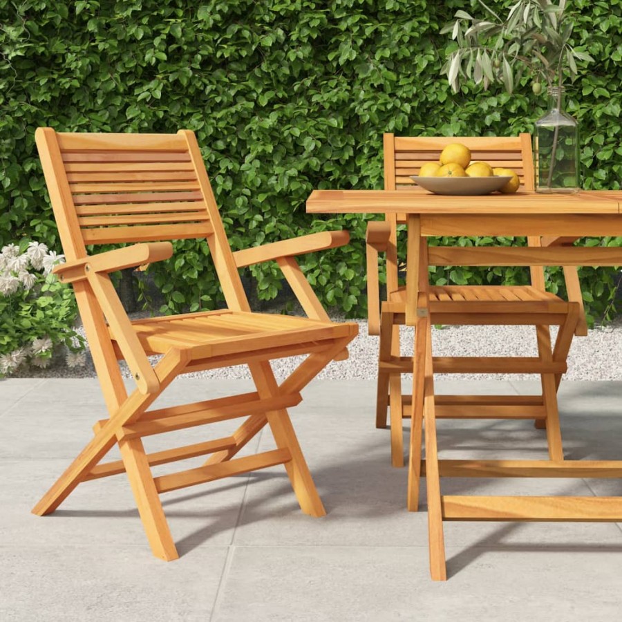 Chaises de jardin pliantes 2 pcs 55x62x90 cm bois massif teck