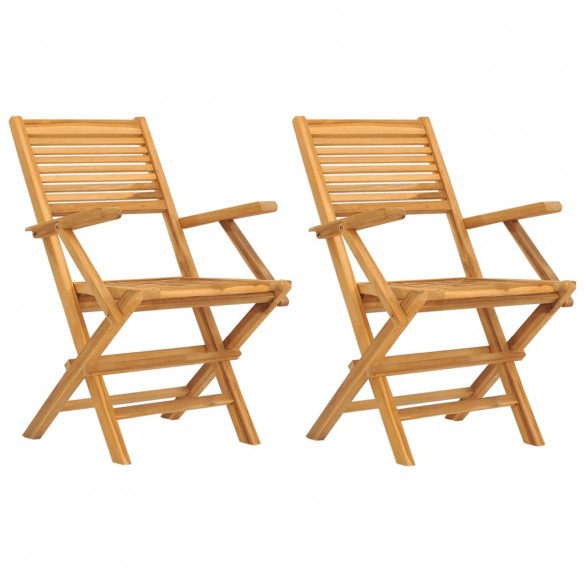 Chaises de jardin pliantes 2 pcs 55x62x90 cm bois massif teck