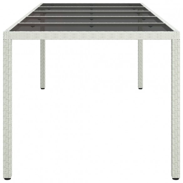 Table de jardin blanc 250x100x75 cm résine tressée verre trempé