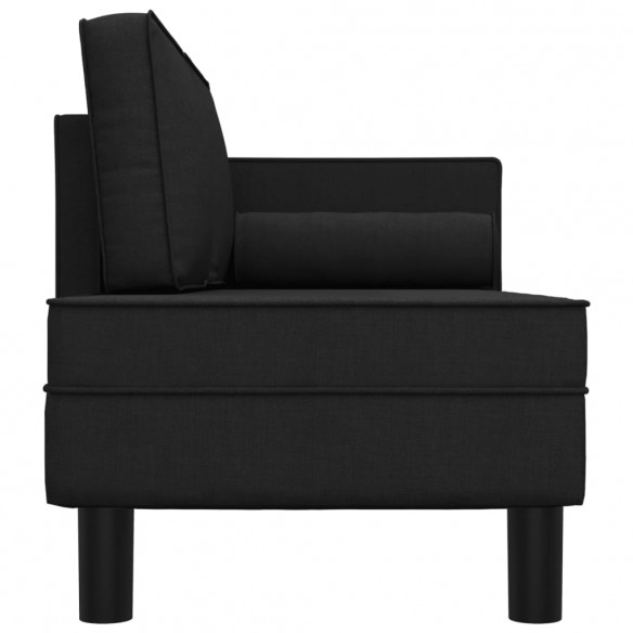 Chaise longue avec coussins et traversin noir tissu