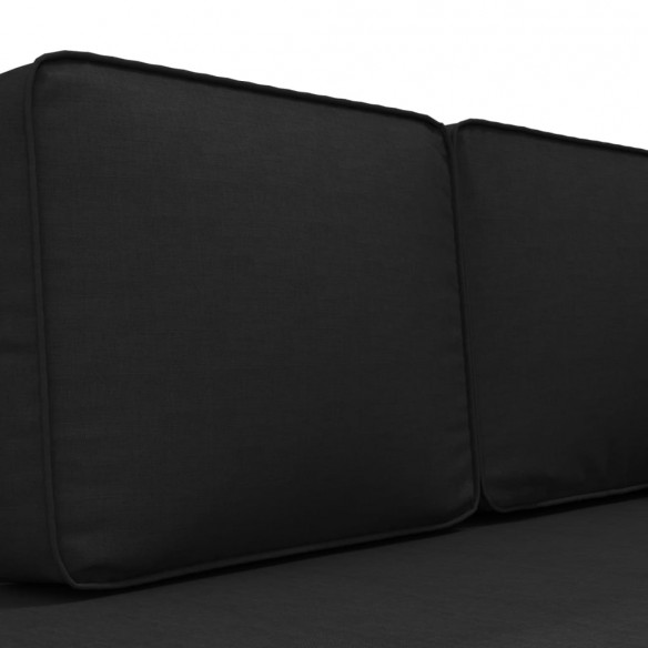 Chaise longue avec coussins et traversin noir tissu