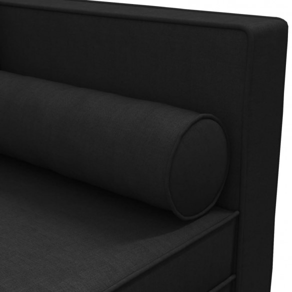 Chaise longue avec coussins et traversin noir tissu