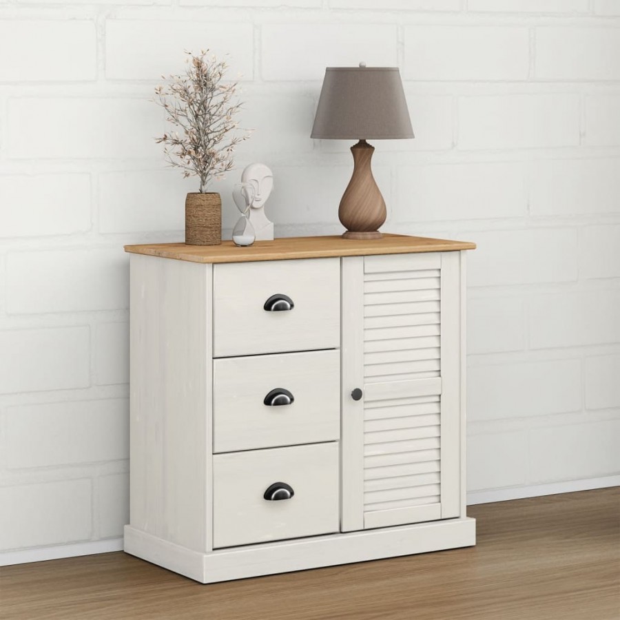 Buffet avec tiroirs VIGO 78x40x75 cm blanc bois massif de pin